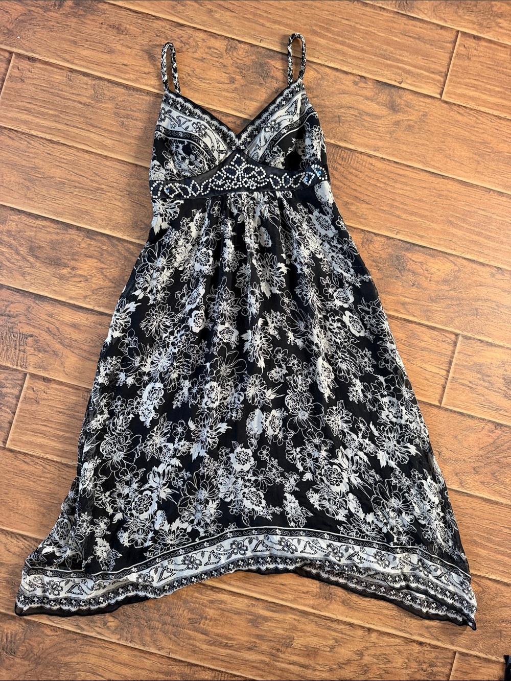 Robbie Bee Black & White Floral Midi Sundress